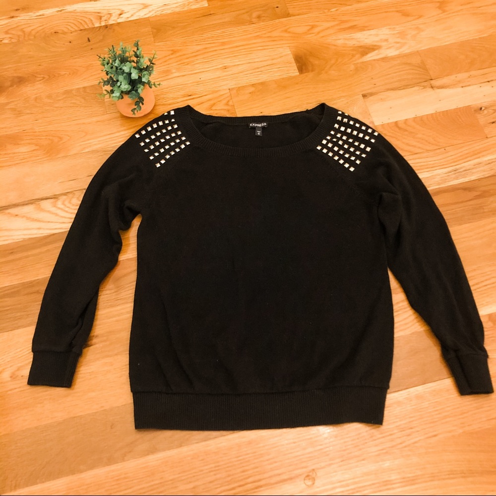 Express Black Studded Sweater Womens Size Medium